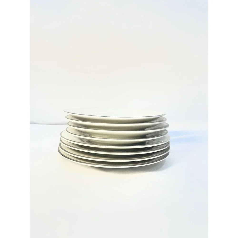 Shelby Fine China Plates Set of 8 – 4x 7” & 4x 5” – White Platinum Trim Japan